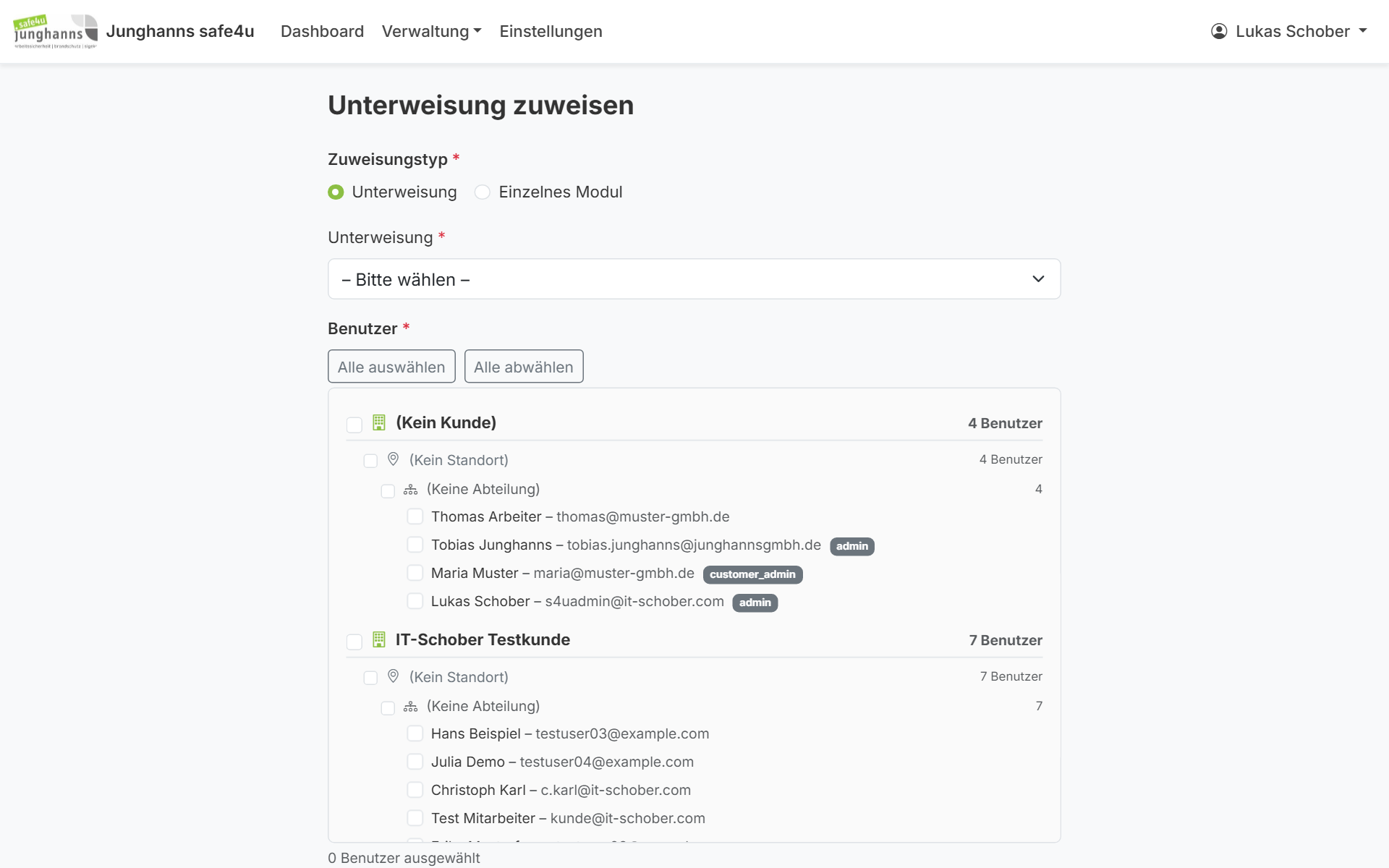 Neue Zuweisung