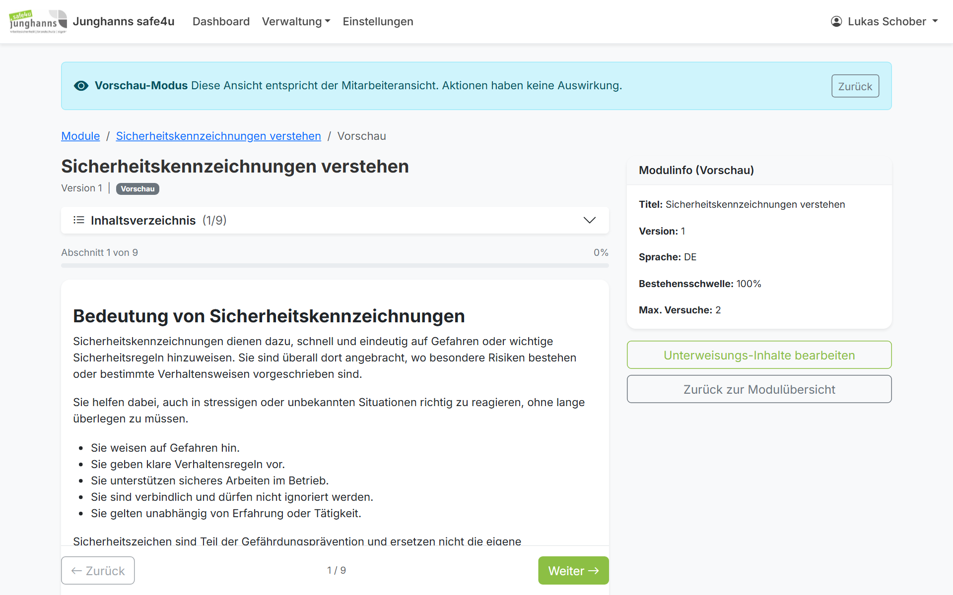 Quiz-Ansicht