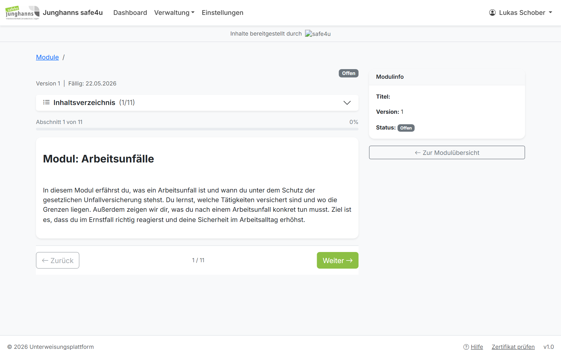 Modul-Ansicht Schritt